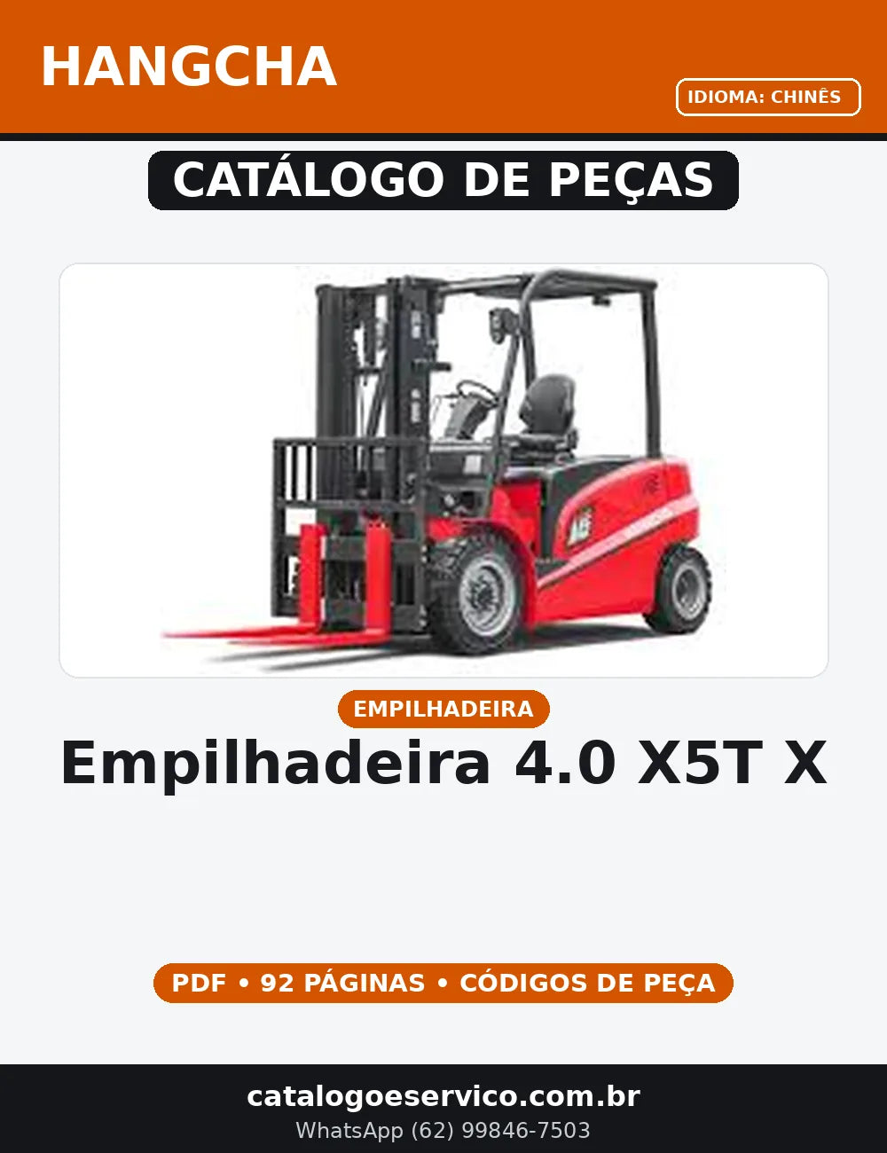 CATALOGO DE PEÇAS EMPILHADEIRA - 4.0-X5T X HANGCHA — capa do catálogo de peças