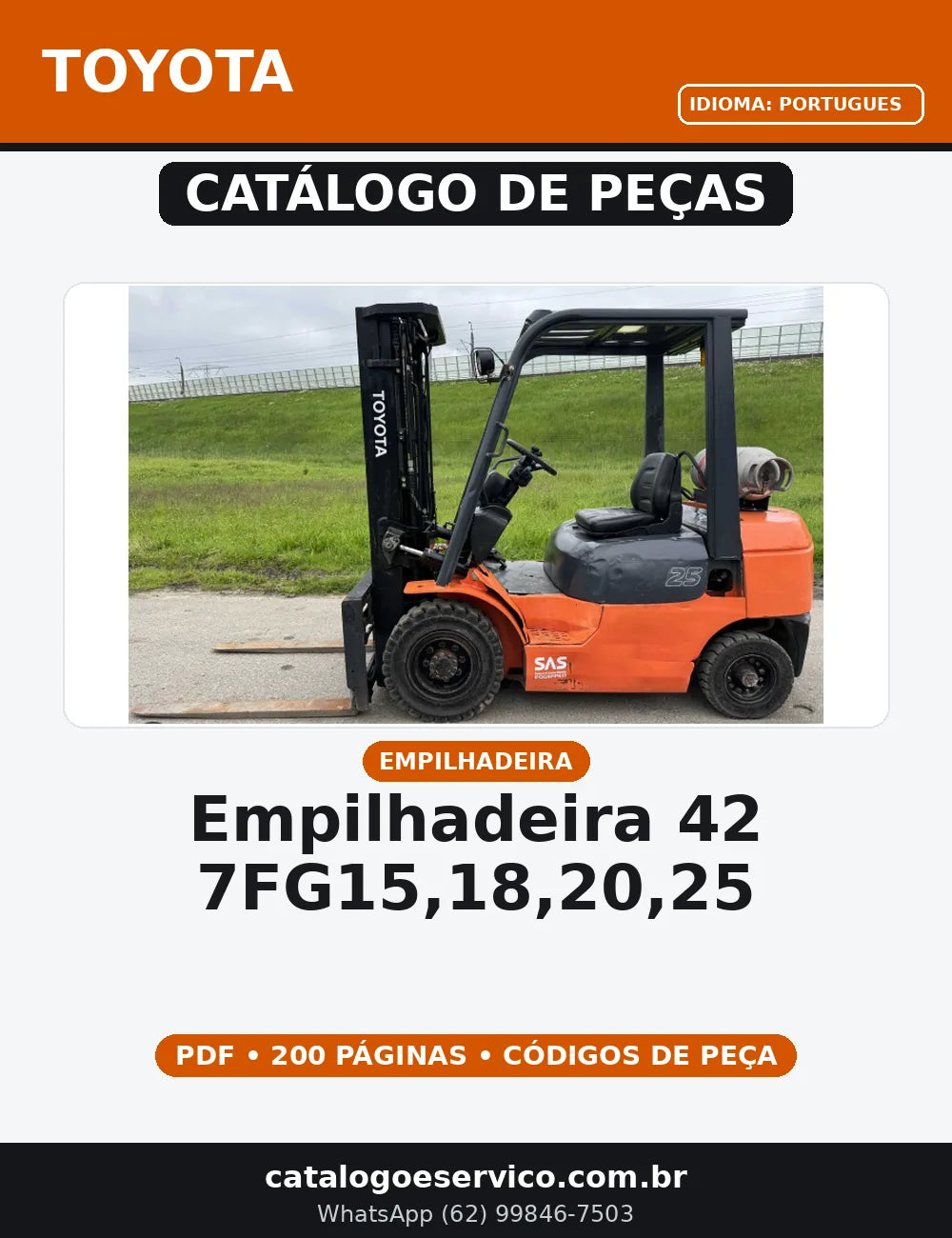CATALOGO DE PEÇAS   EMPILHADEIRA 42-7FG15,18,20,25 TOYOTA — capa do catálogo de peças