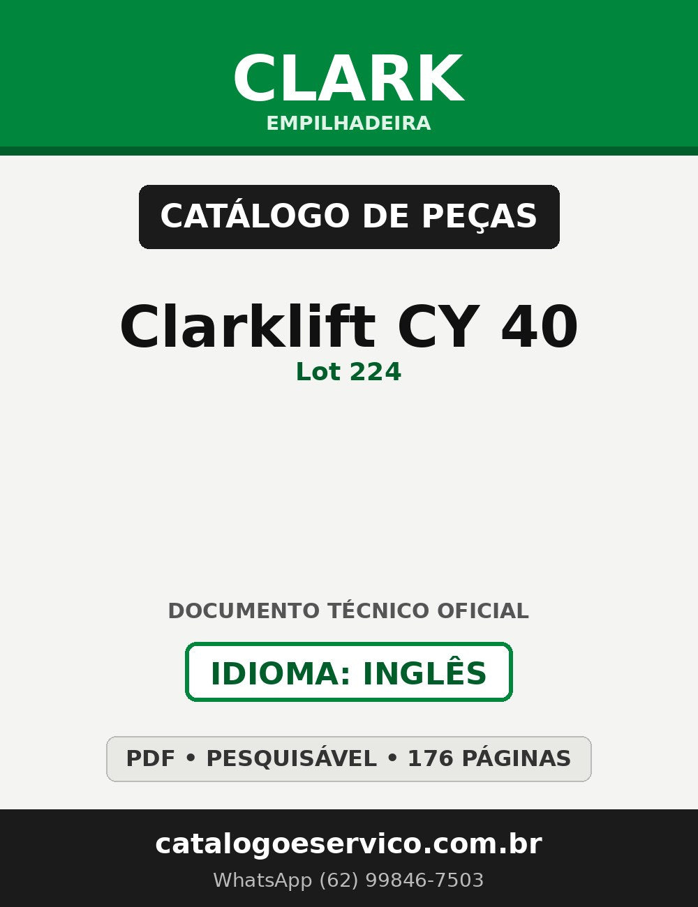 Catálogo de Peças Empilhadeira Clark Clarklift CY 40 (Lot 224)