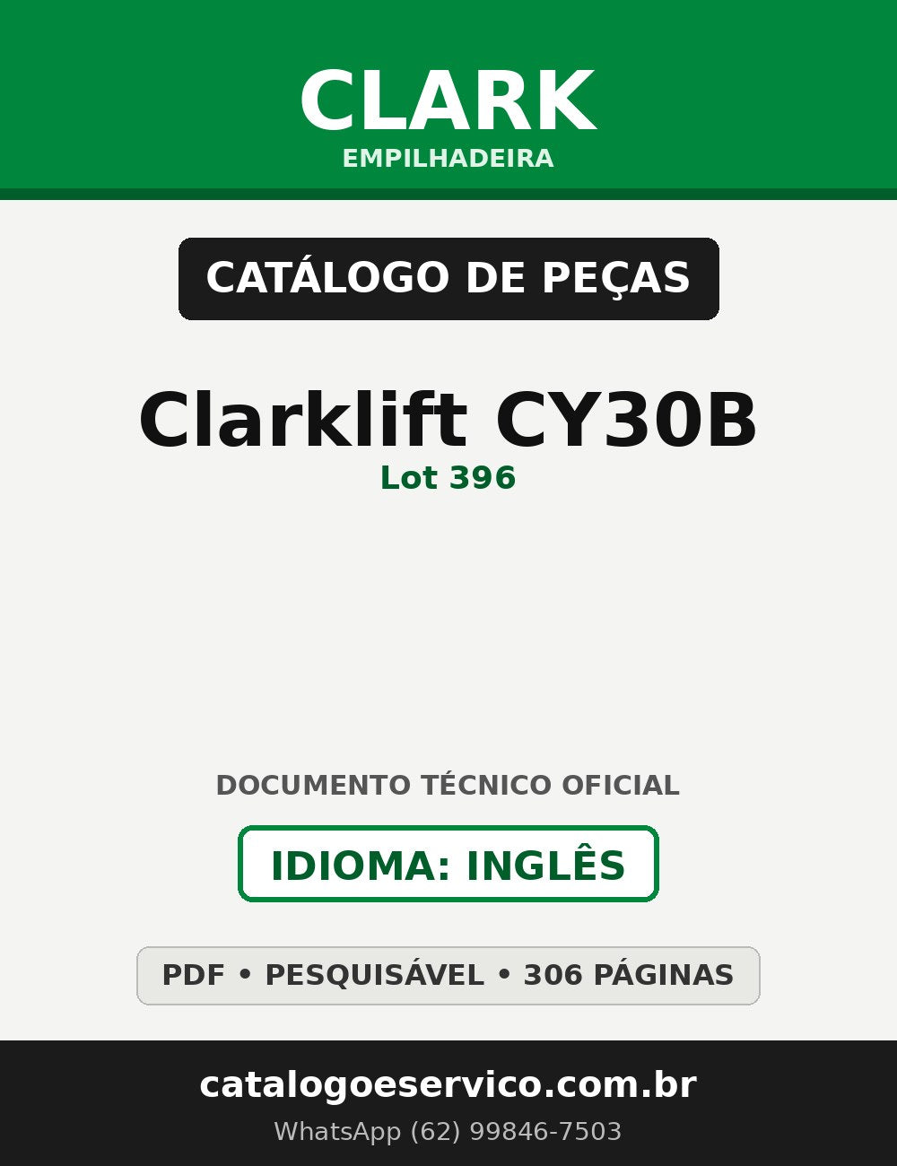Catálogo de Peças Empilhadeira Clark Clarklift CY30B (Lot 396)
