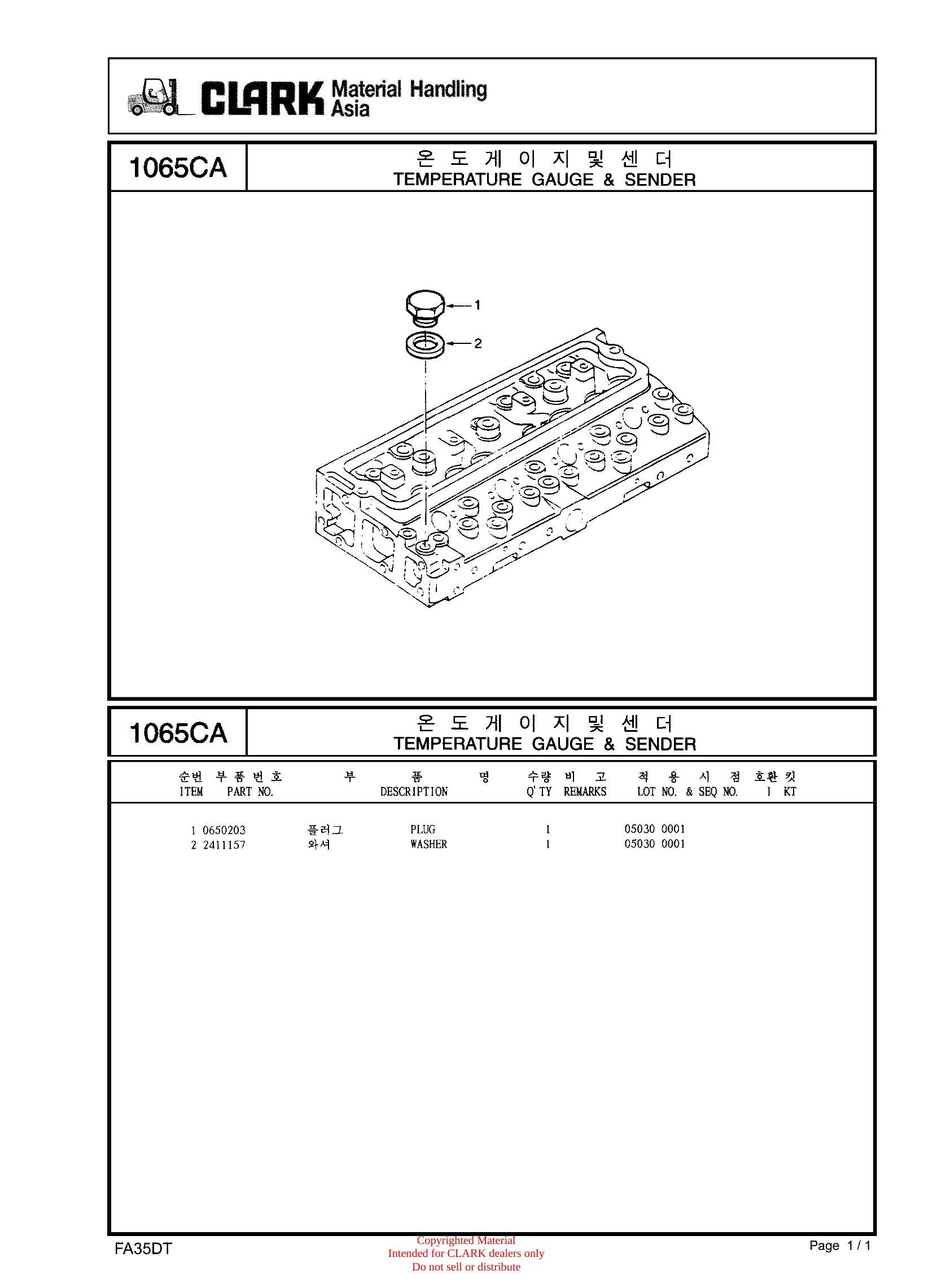 Catálogo de Peças Empilhadeira Clark FX353D / FX403D / FX453D / SF35D / SF40D / SF45D (Serial 35) - página interna