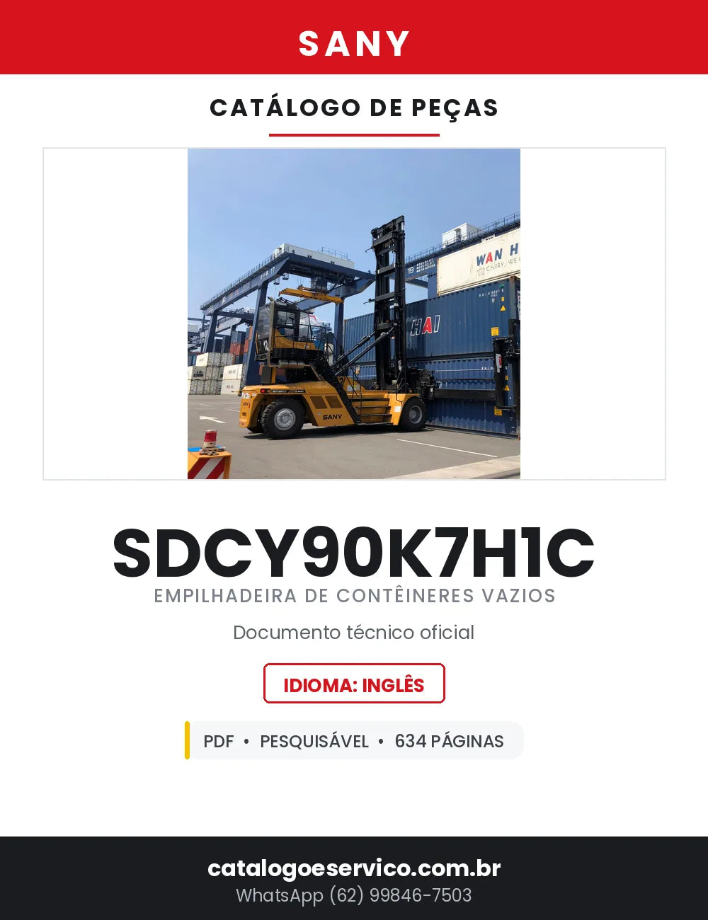 Catálogo de Peças SANY SDCY90K7H1C Empilhadeira de Contêiner Vazio — 634 Páginas em PDF — capa