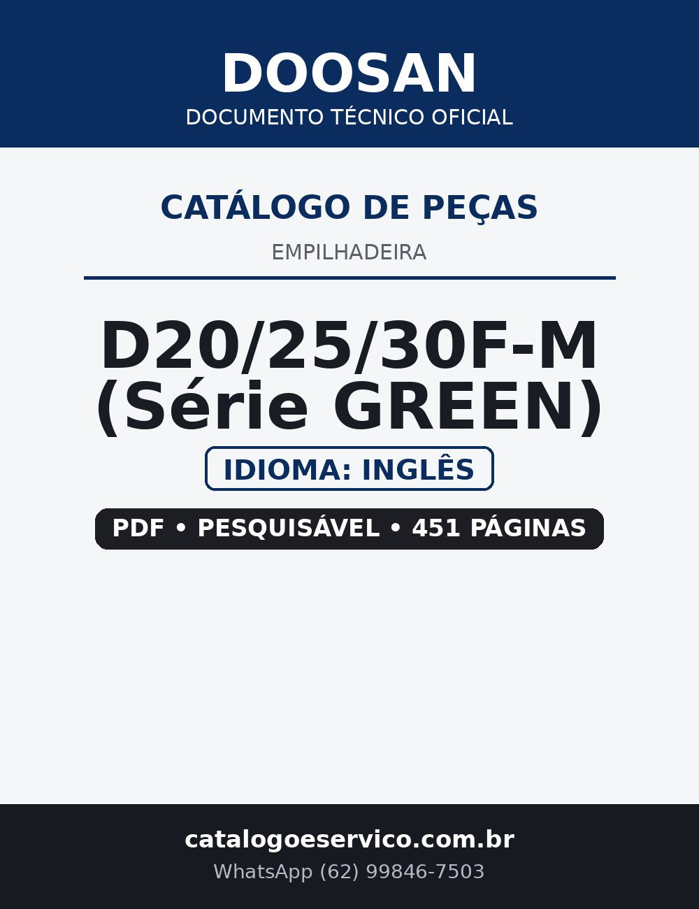 Catálogo de Peças Empilhadeira Doosan — D20/25/30F-M (Série GREEN)