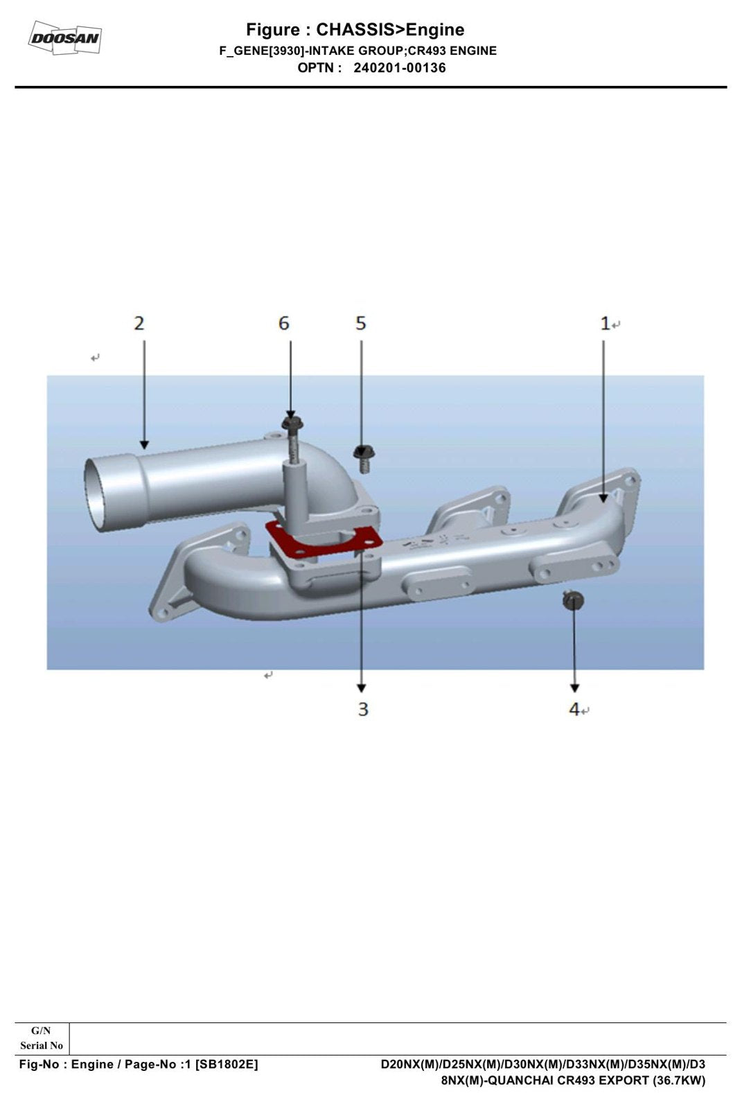 Catálogo de Peças Empilhadeira Doosan — D20-38NX-M (Quanchai CR493) — imagem 2