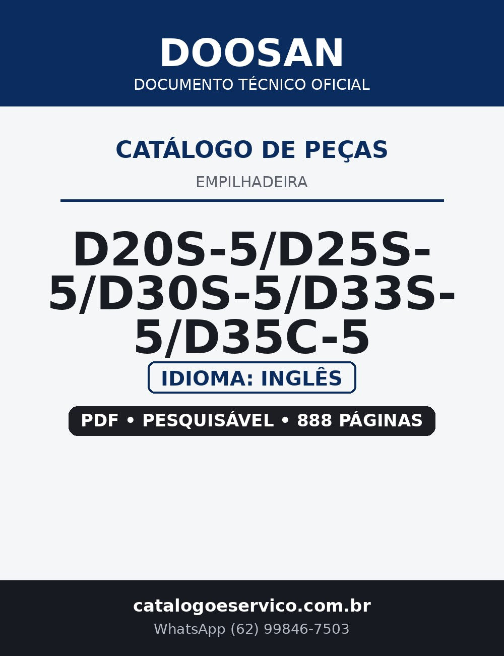 Catálogo de Peças Empilhadeira Doosan — D20S-5/D25S-5/D30S-5/D33S-5/D35C-5