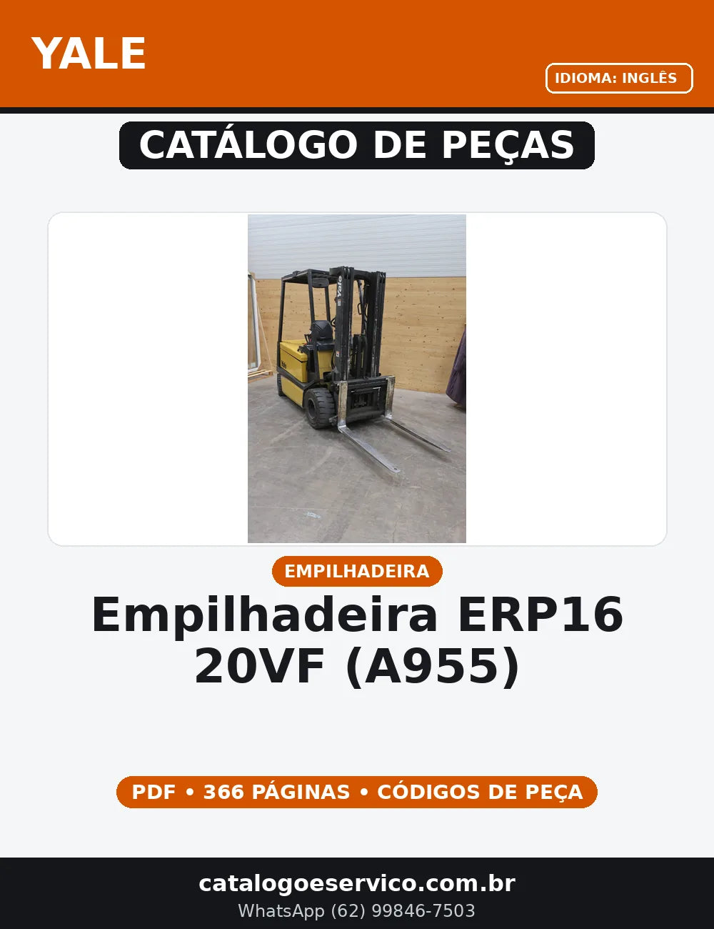 CATALOGO DE PEÇAS EMPILHADEIRA - ERP16-20VF (A955) YALE — capa do catálogo de peças