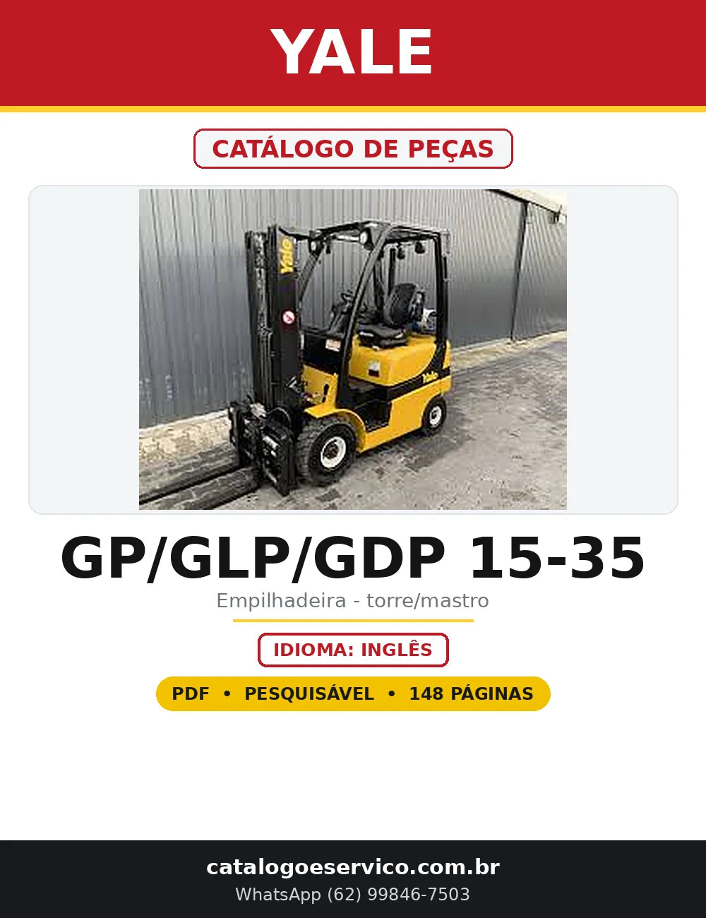 Capa do Catálogo de Peças Yale GP/GLP/GDP 15-35 em PDF com 148 páginas