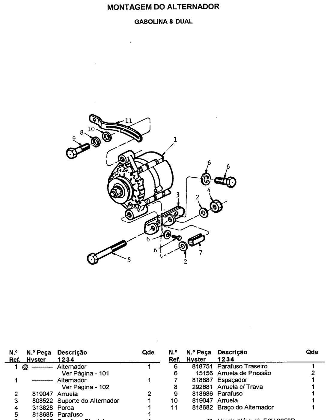 Detalhe de componentes ilustrados no Catálogo de Peças Hyster H110J, H130J e H150J