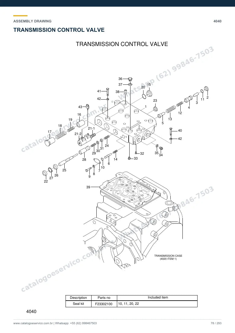 Catálogo de peças Hyundai 15LC/18LC/20LCA-7: desenho de montagem — bomba hidráulica e válvula de controle (MCV)