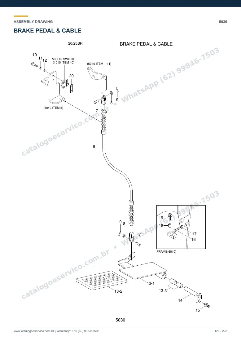 Catálogo de peças Hyundai 20/25BR-7: desenho de montagem — eixos, freios e rodas