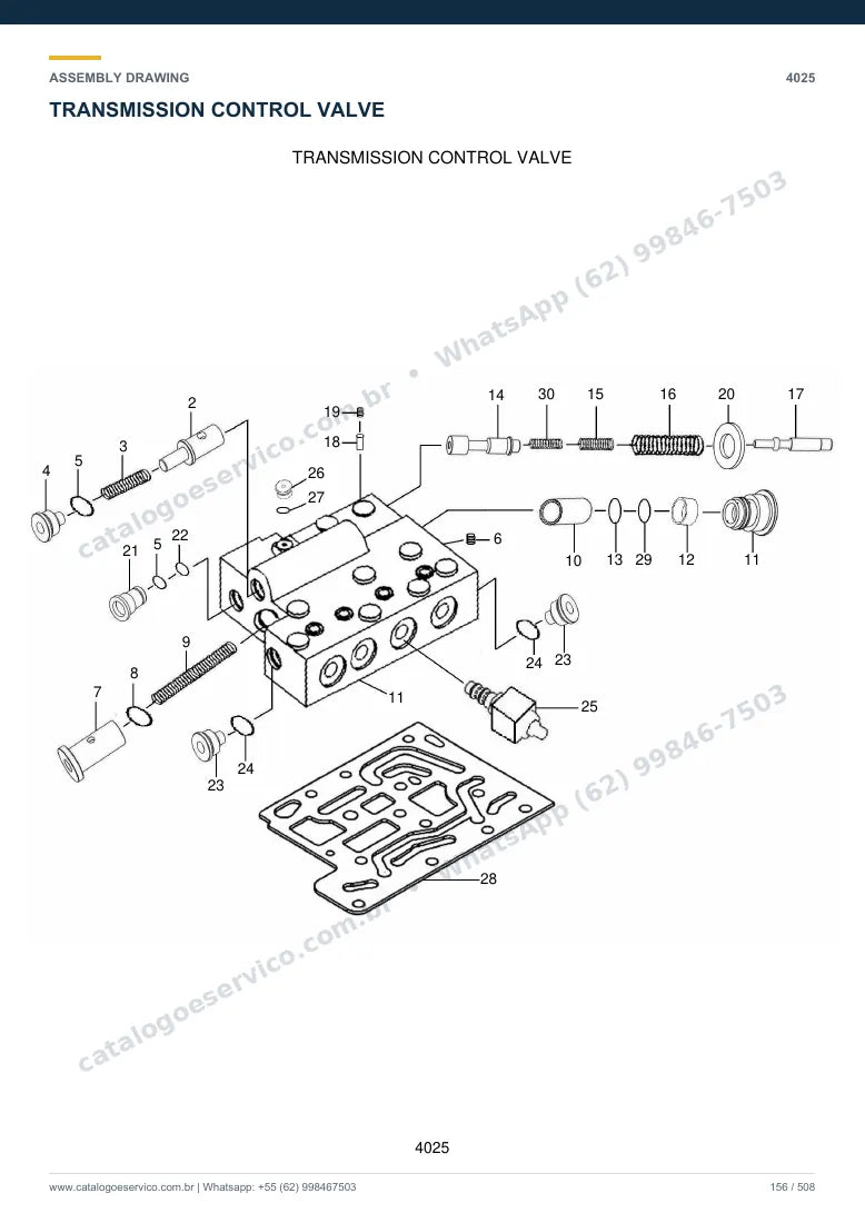 Catálogo de peças Hyundai 35D/40D/45D-7: desenho de montagem — bomba hidráulica e válvula de controle (MCV)