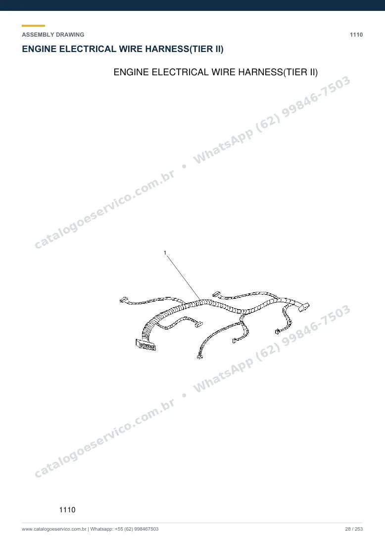 Catálogo de peças Hyundai HLF15/18C-5: desenho de montagem — motor e componentes internos