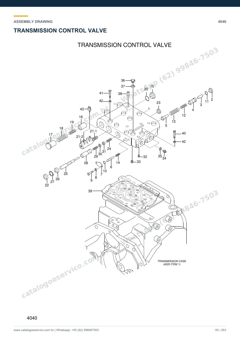Catálogo de peças Hyundai HLF15/18C-5: desenho de montagem — bomba hidráulica e válvula de controle (MCV)