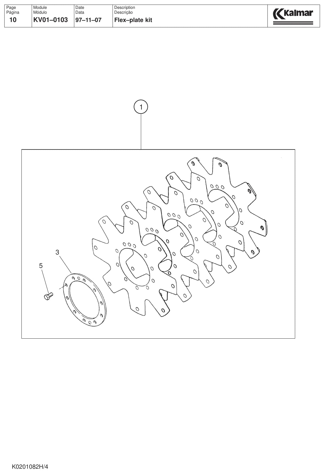 Detalhe de conjunto do Catálogo de Peças Kalmar DRS 4531-S5 com as referências de fábrica