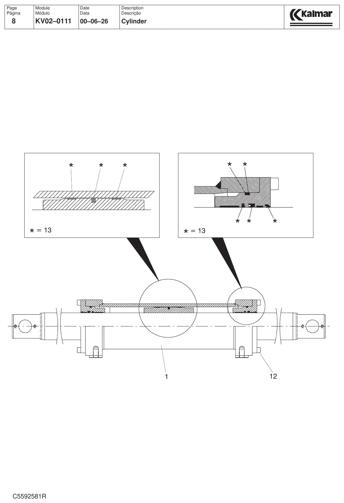 Página interna do Catálogo de Peças Kalmar DRS 4531-S5 — Reach stacker de contêineres