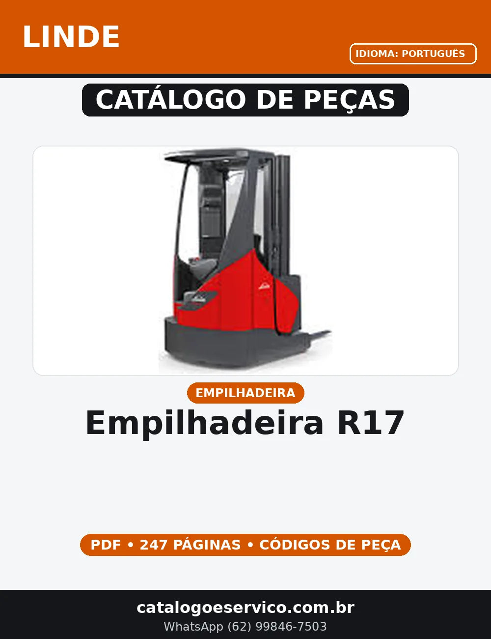 CATALOGO DE PEÇAS EMPILHADEIRA - R17 LINDE — capa do catálogo de peças