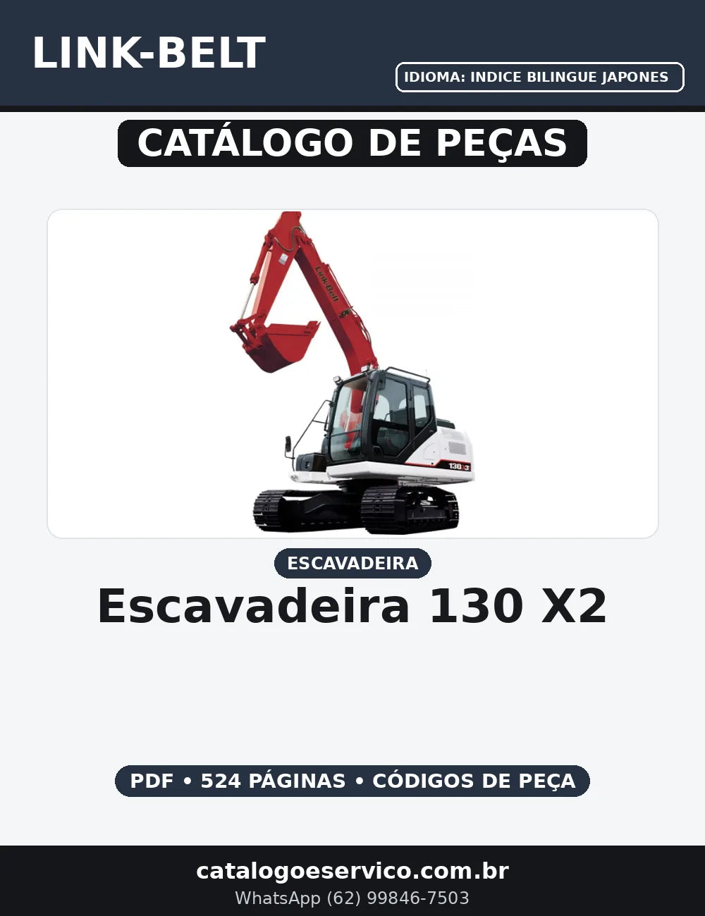 CATALOGO DE PEÇAS ESCAVADEIRA   130  X2 LINK-BELT — capa do catálogo de peças