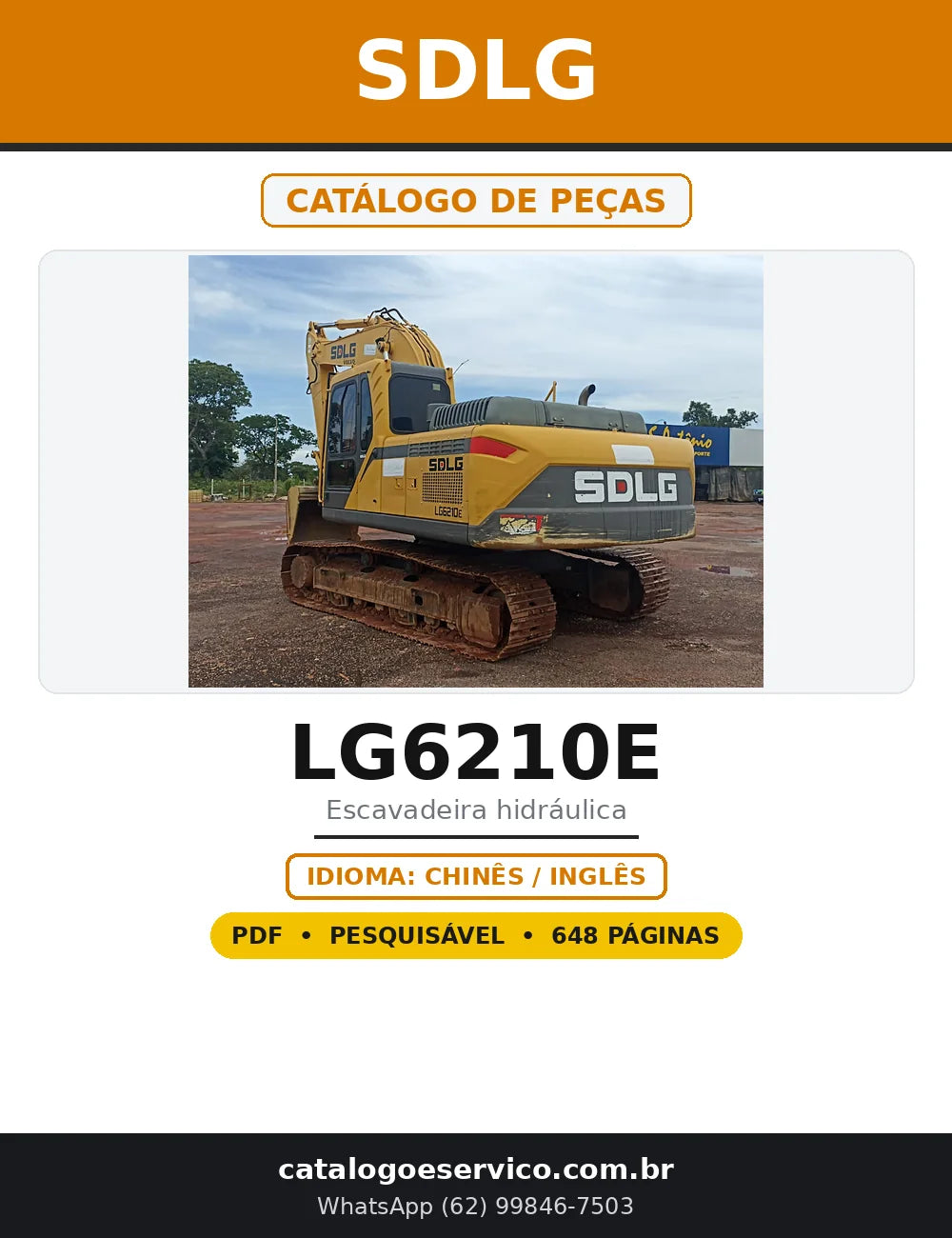 Capa do Catálogo de Peças SDLG LG6210E em PDF com 648 páginas