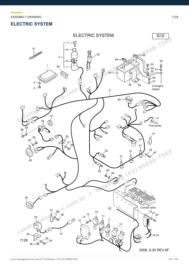 Catálogo de peças Hyundai R22-7: desenho de montagem — sistema elétrico e controle