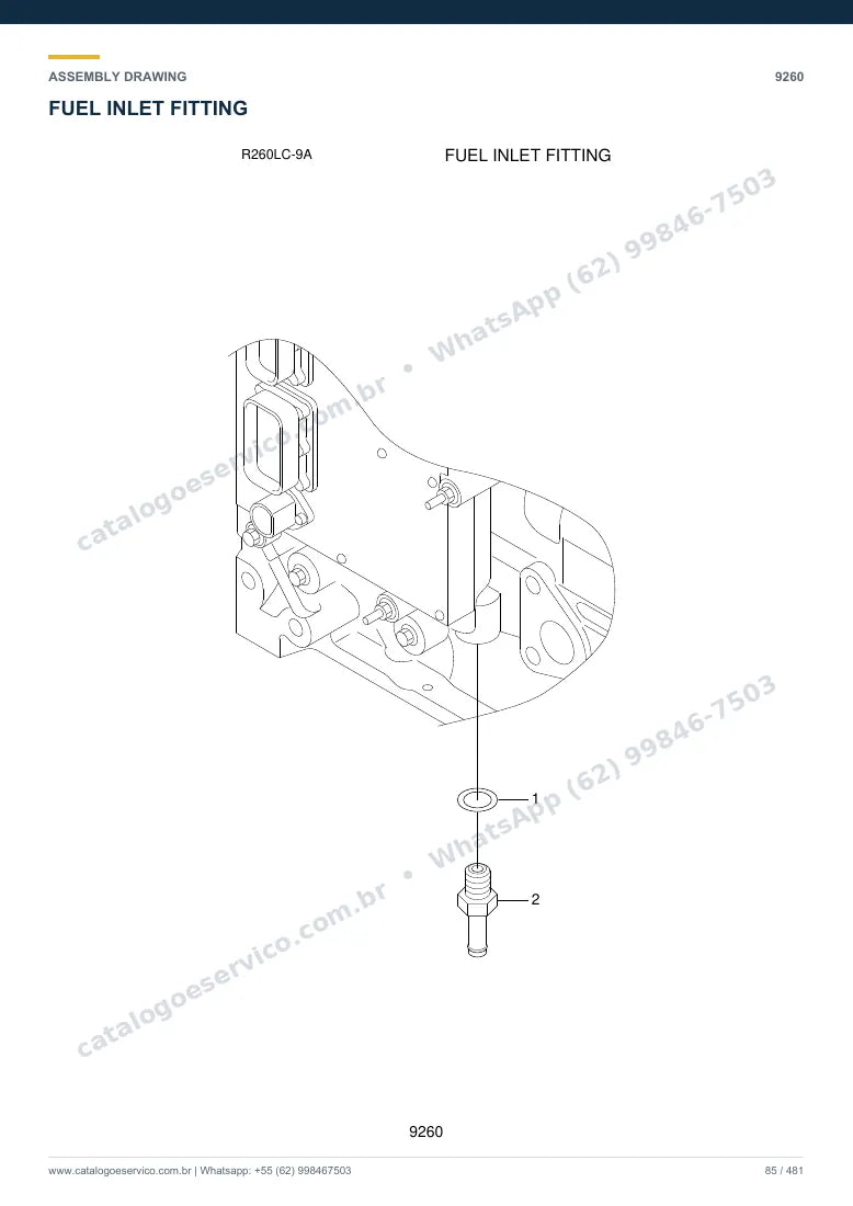 Catálogo de peças Hyundai R260LC-9A: desenho de montagem — combustível e injeção