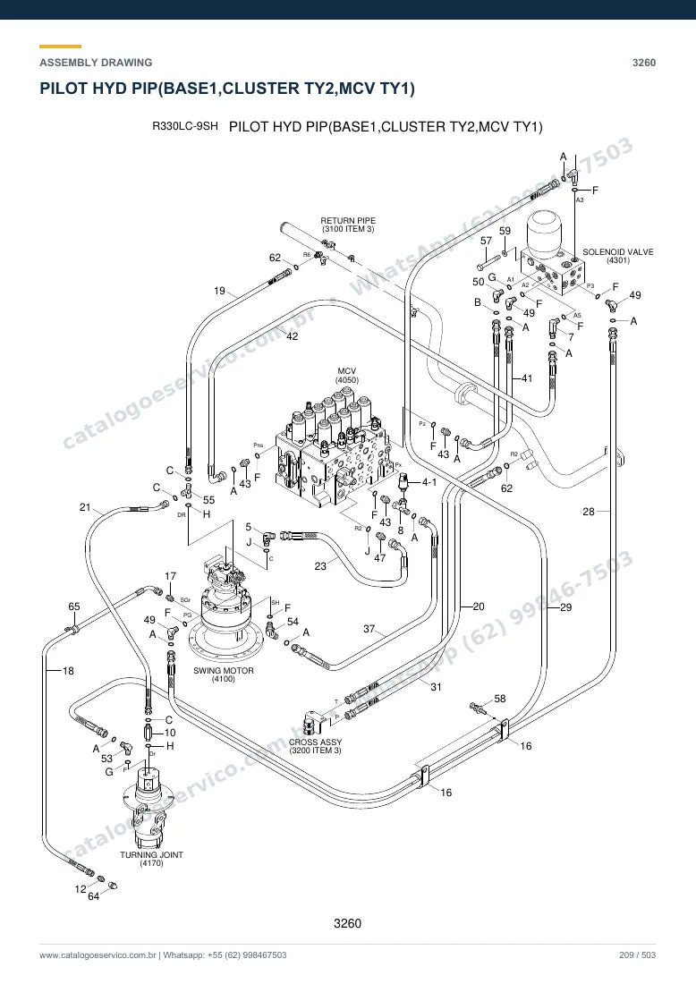 Catálogo de peças Hyundai R330LC-9SH: desenho de montagem — sistema elétrico e controle