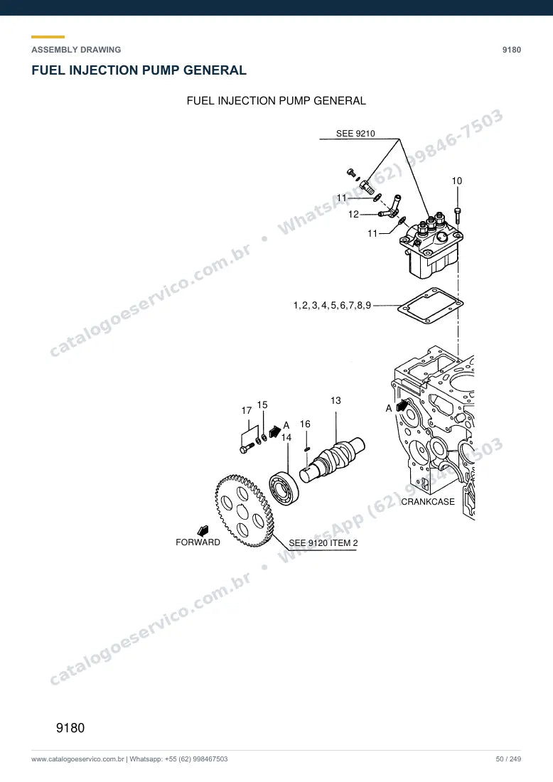 Catálogo de peças Hyundai R35-7: desenho de montagem — combustível e injeção