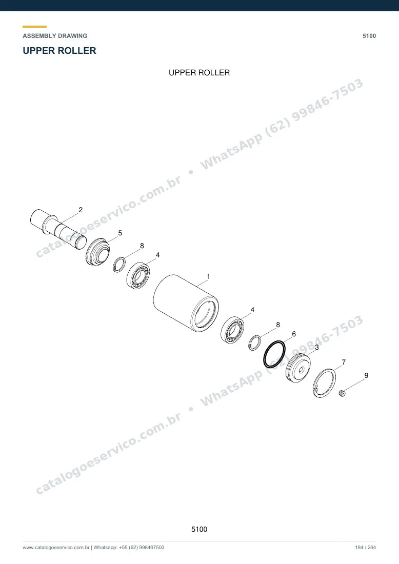 Catálogo de peças Hyundai R35Z-7: desenho de montagem — translação e material rodante (2)