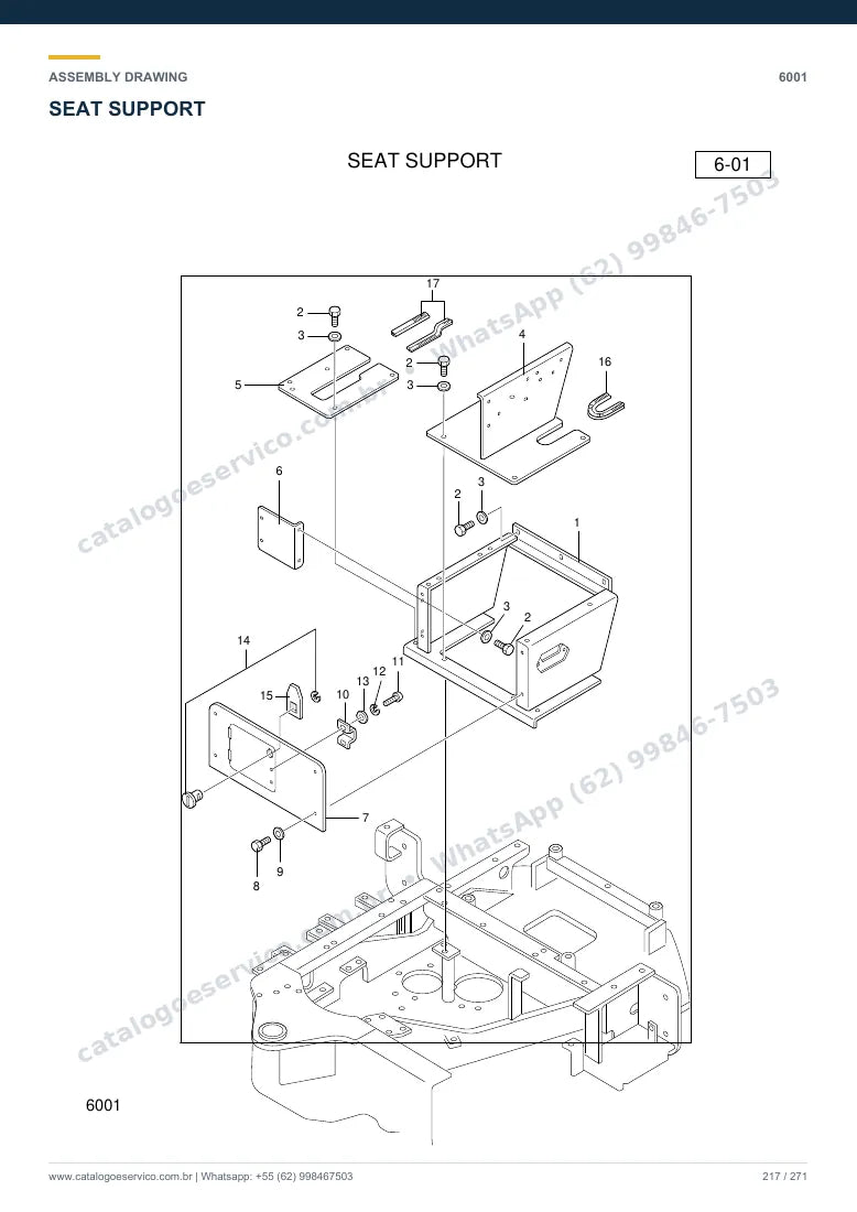 Catálogo de peças Hyundai R36N-7: desenho de montagem — cabine, assento e comandos
