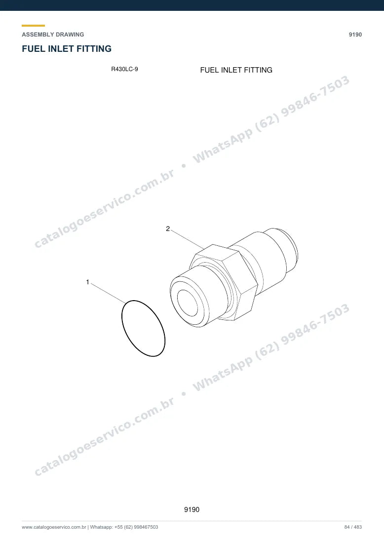 Catálogo de peças Hyundai R430LC-9: desenho de montagem — combustível e injeção