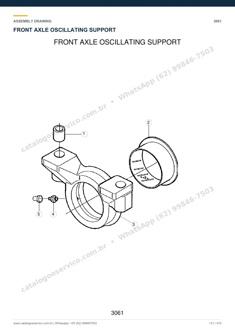 Catálogo de peças Hyundai R95W-3: desenho de montagem — eixos, freios e rodas