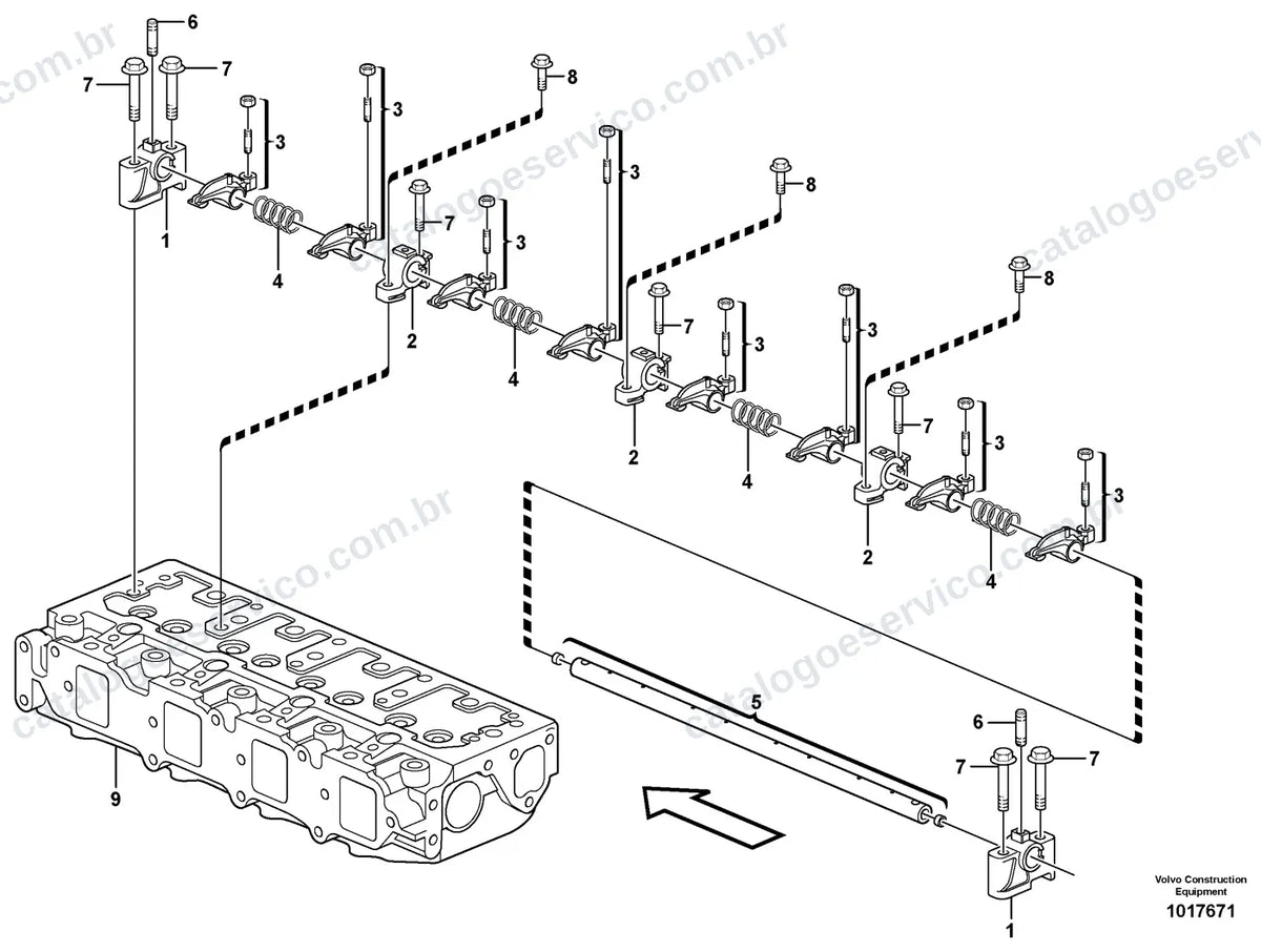 Vista explodida – motor – Catálogo de Peças Volvo EC35C