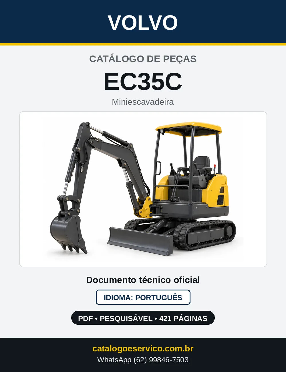 Capa do Catálogo de Peças Volvo EC35C – miniescavadeira