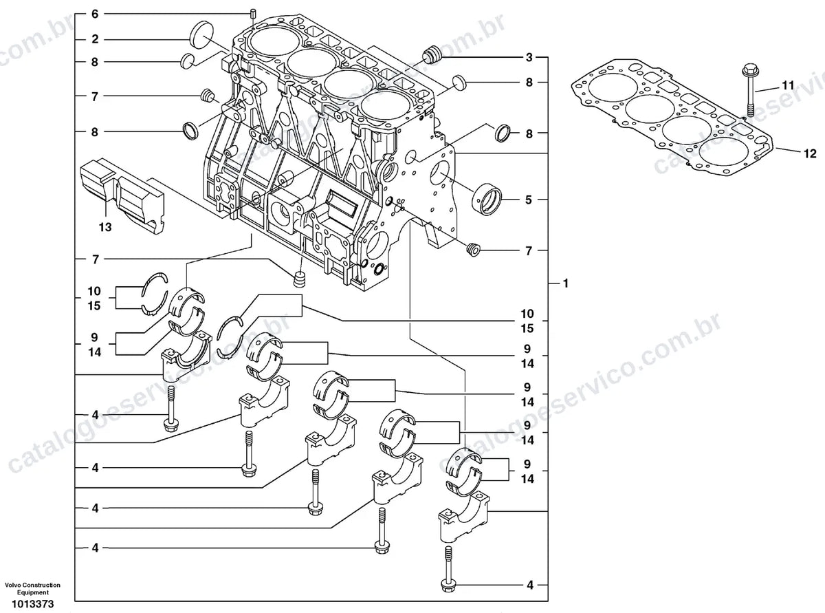 Vista explodida – motor – Catálogo de Peças Volvo ECR88