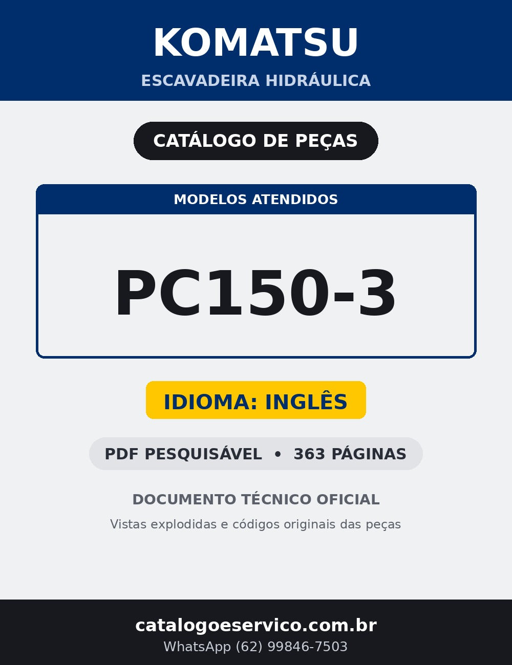 Catalogo De Pecas Escavadeiras Komatsu - Pc150-3 - capa