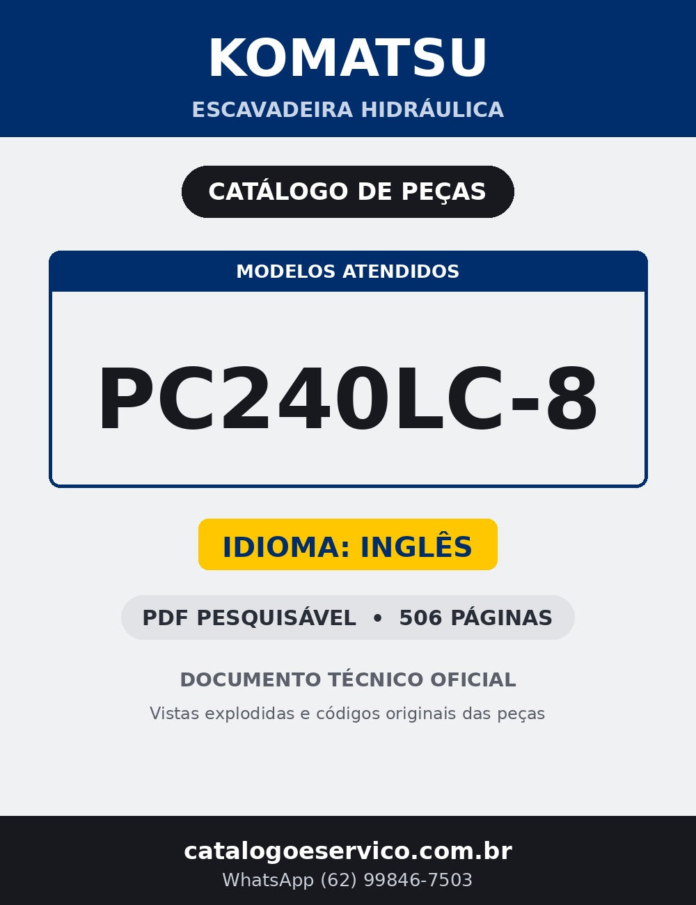 Catalogo De Pecas Escavadeiras Komatsu - Pc240lc-8 - capa