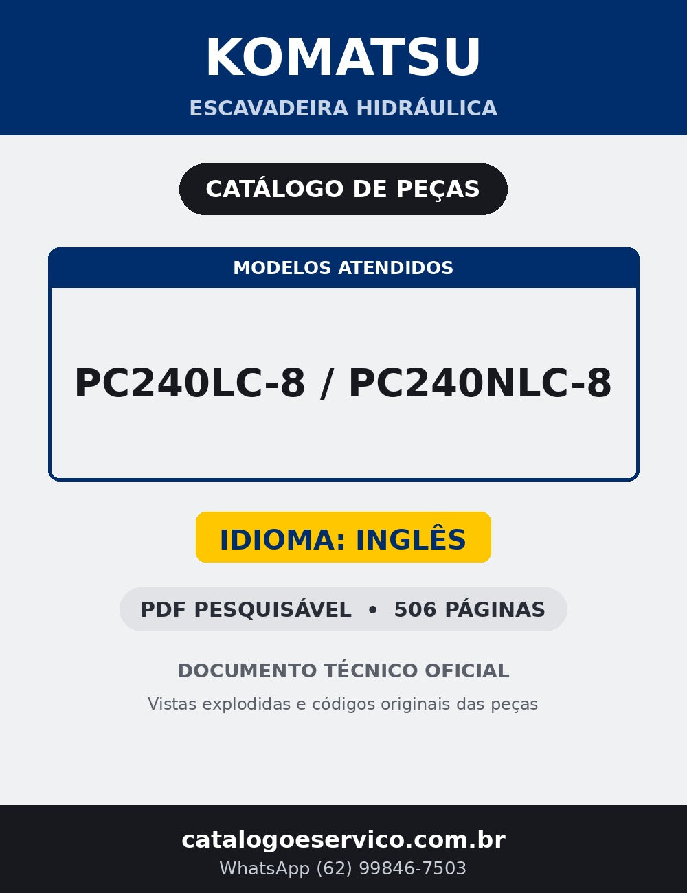 Catalogo De Pecas Escavadeiras Komatsu - Pc240lc\pc240nlc-8 - capa
