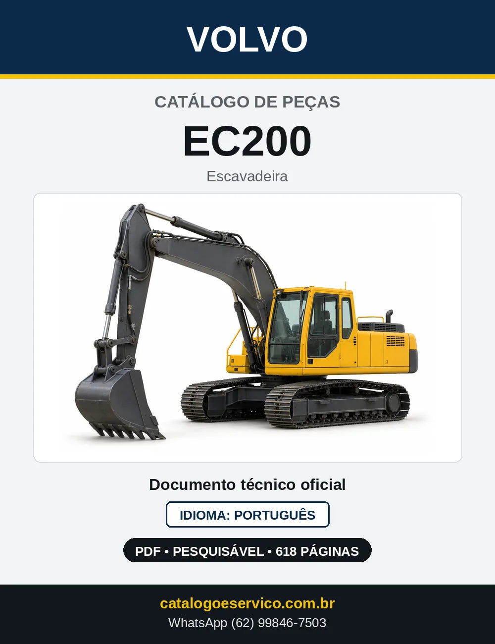 Capa do Catálogo de Peças Volvo EC200 – escavadeira