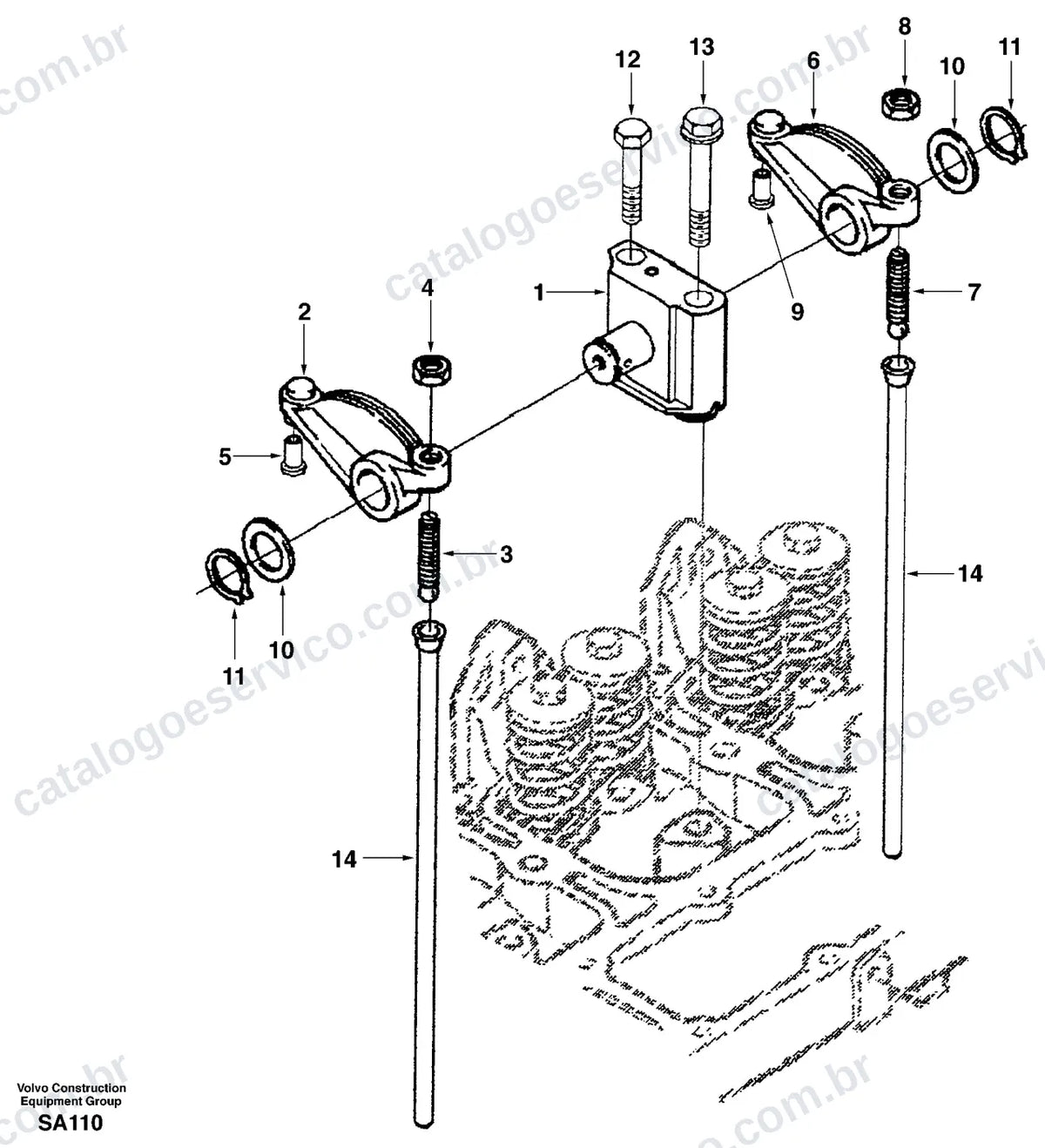 Vista explodida – motor – Catálogo de Peças Volvo EC210 (F, LC e LR)