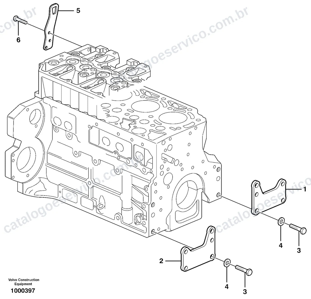 Vista explodida – motor – Catálogo de Peças Volvo EC220D (L, N e LR)
