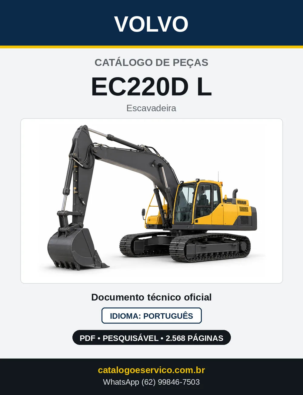 Capa do Catálogo de Peças Volvo EC220D (L, N e LR) – escavadeira