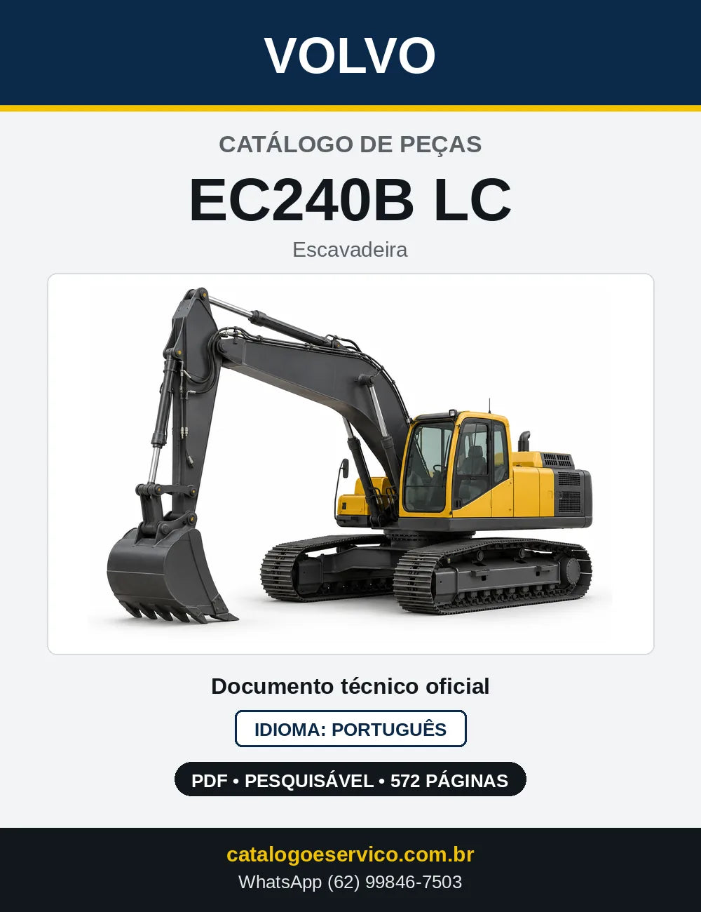 Capa do Catálogo de Peças Volvo EC240B LC – escavadeira