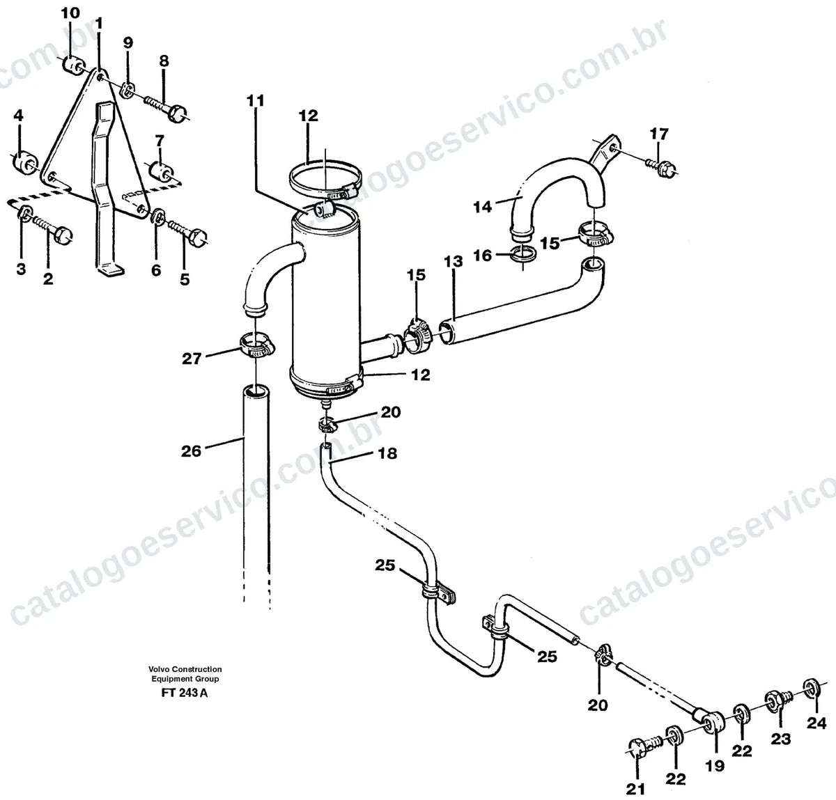 Vista explodida – motor – Catálogo de Peças Volvo EC340