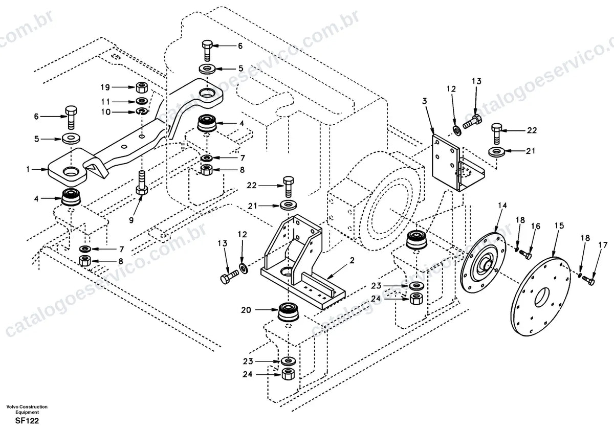 Vista explodida – motor – Catálogo de Peças Volvo EC460 e EC460 LC