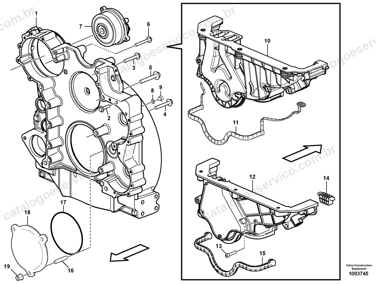 Vista explodida – motor – Catálogo de Peças Volvo EC480D L