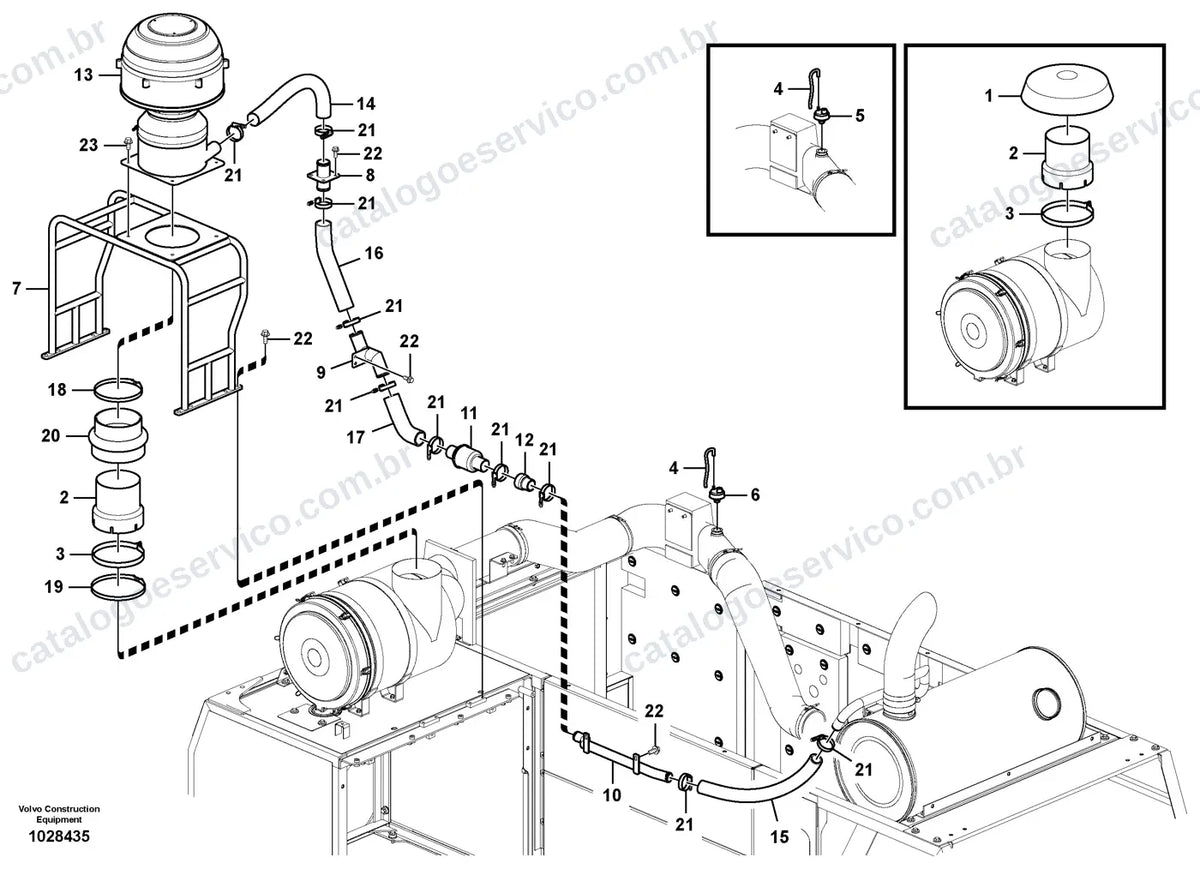 Vista explodida – motor – Catálogo de Peças Volvo EC750D L