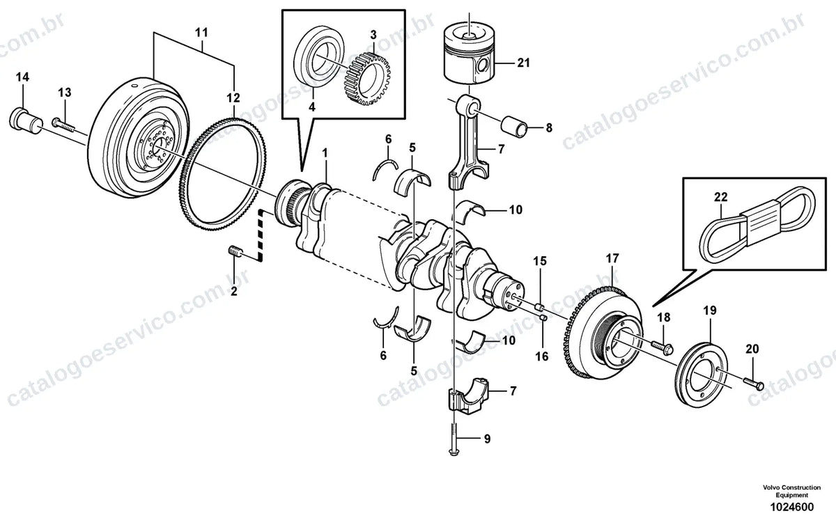 Vista explodida – motor – Catálogo de Peças Volvo ECR235C L