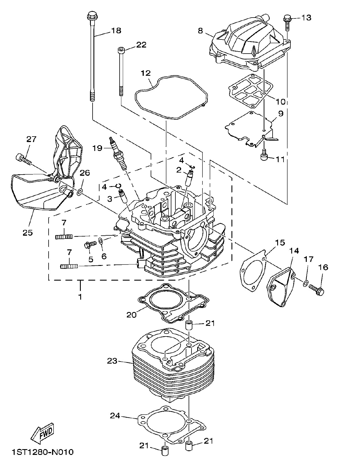YAMAHA Fazer 150 — cilindro e cabeçote do motor — Catálogo de Peças