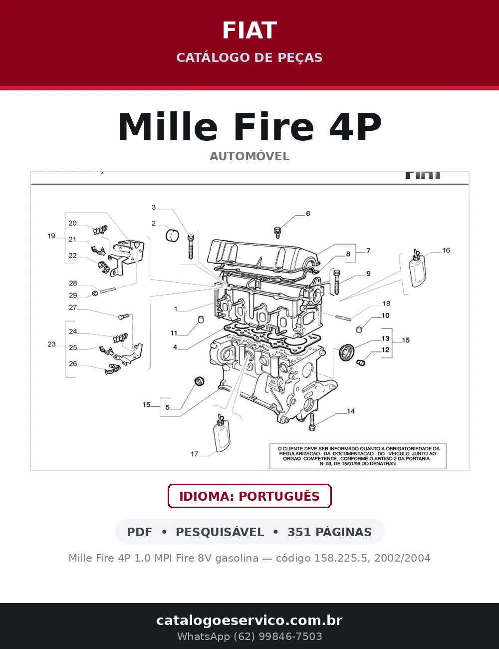 Catálogo de Peças Fiat Mille Fire 4P 1.0 (2002-2004) — capa
