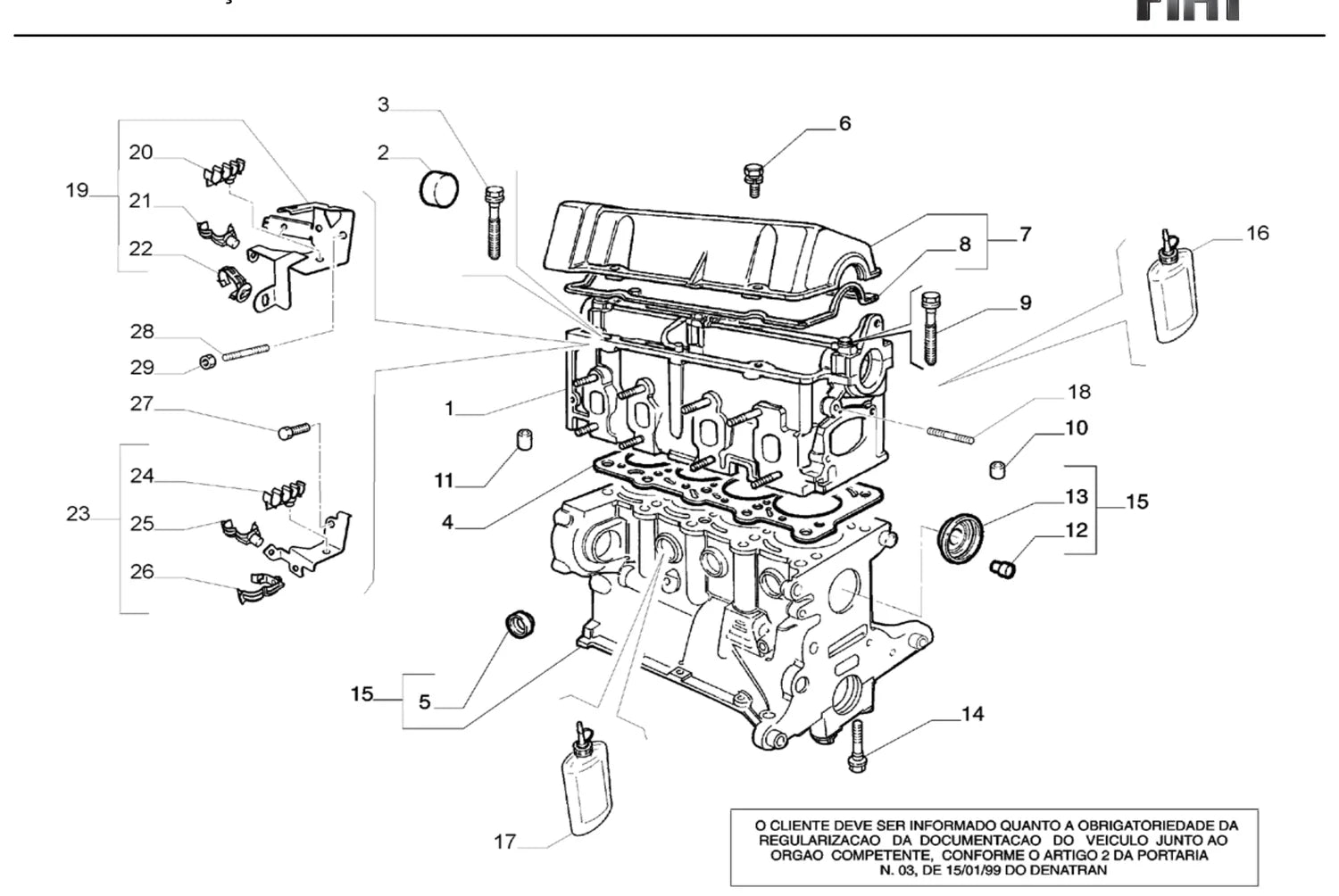 Catálogo de Peças Fiat Mille Fire 4P 1.0 (2002-2004) — vista explodida 1 (pág. 8 do PDF)