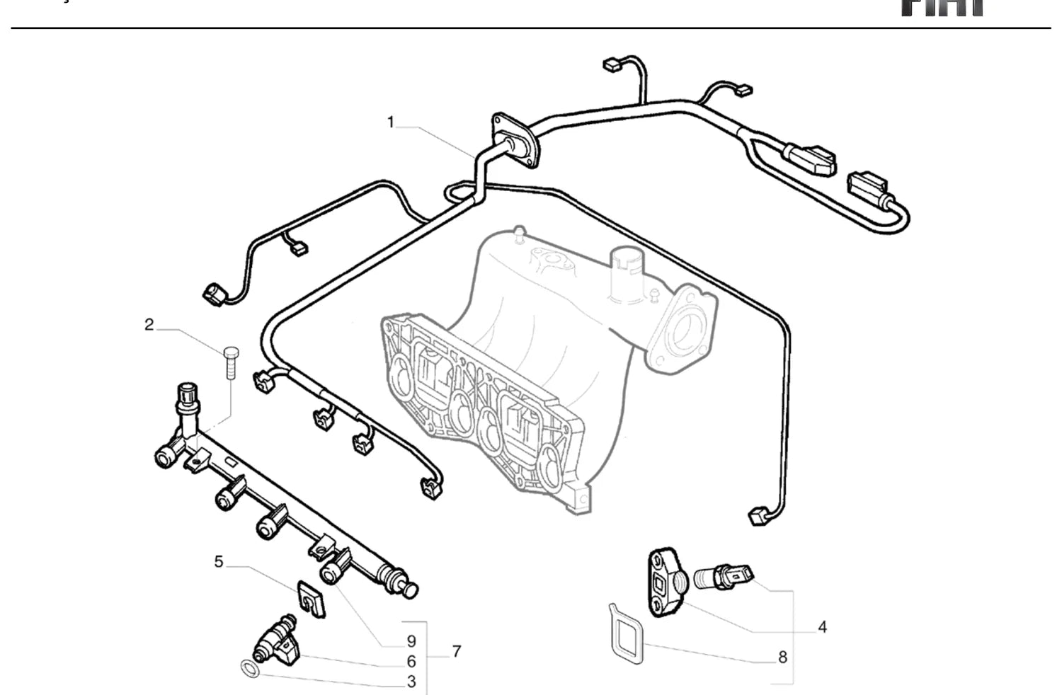 Catálogo de Peças Fiat Mille Fire 4P 1.0 (2002-2004) — vista explodida 2 (pág. 45 do PDF)